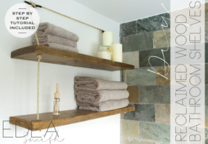 reclaimed wooden bathroom shelves