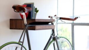 bicycle hanging in house