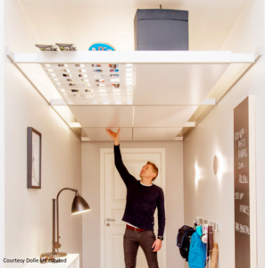 ceiling storage in apartment