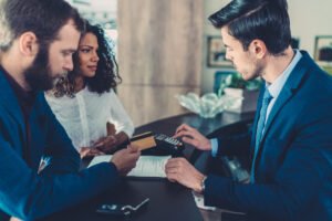 couple at the bank