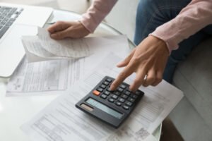 calculator and receipts