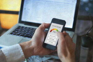 man checking credit score