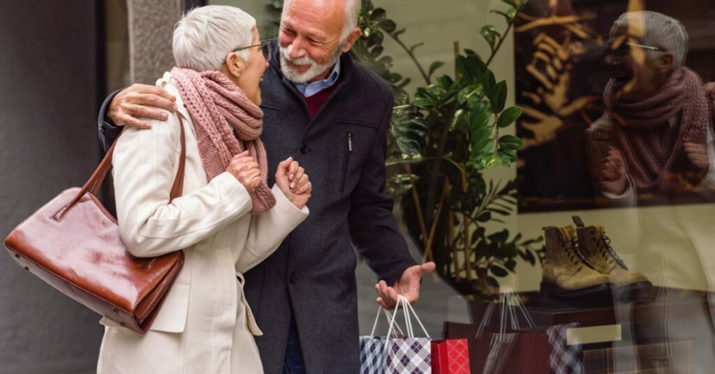 senior couple walking