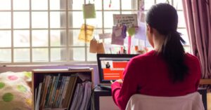 girl working on laptop