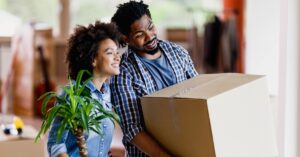 couple with moving boxes