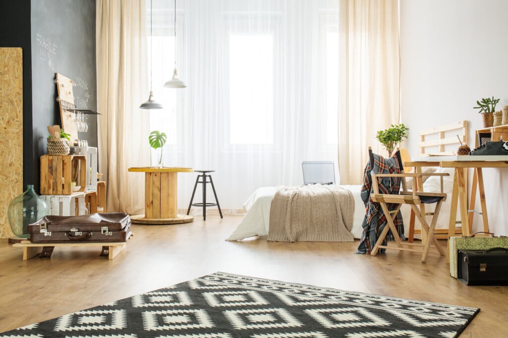 bedroom with wooden furniture