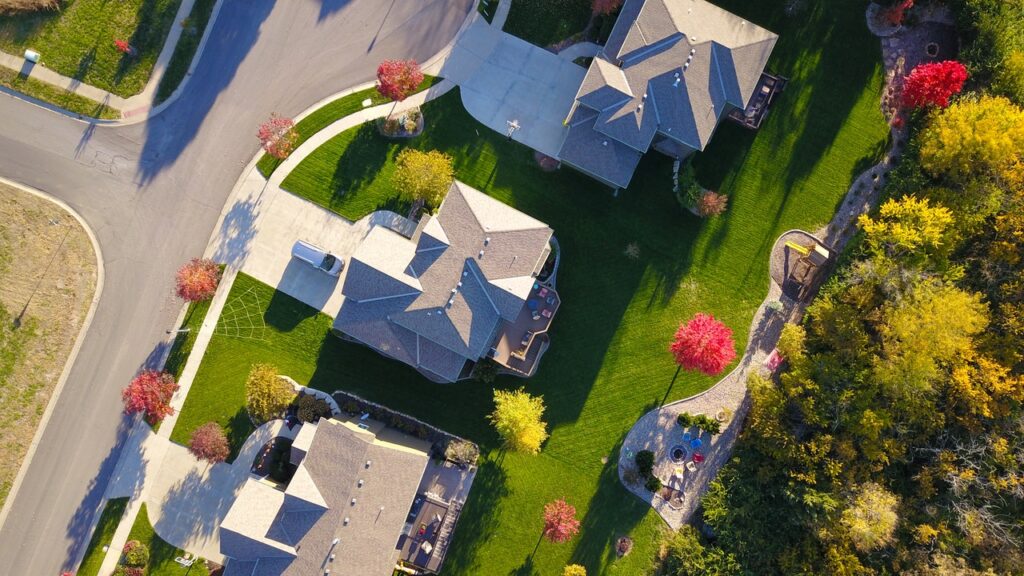 aerial view of houses