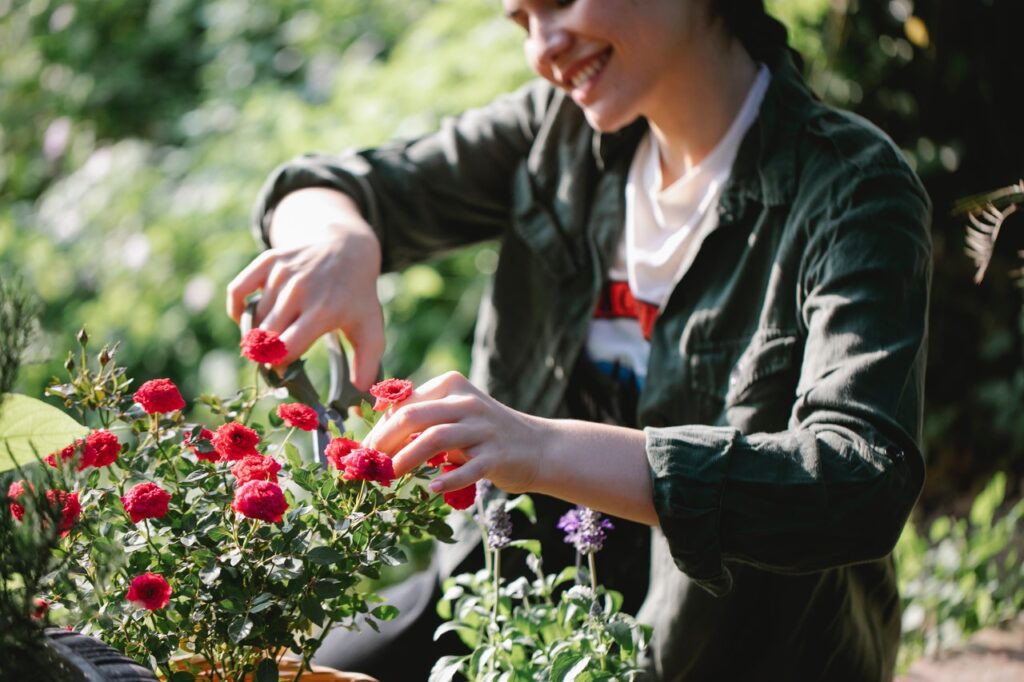 woman pruning garden