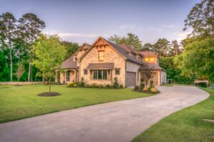 brick house with long driveway