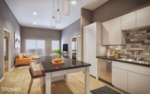 grey and white dining room