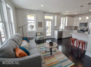 living room and kitchen