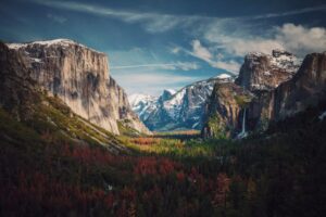 landscape with snowcapped mountains