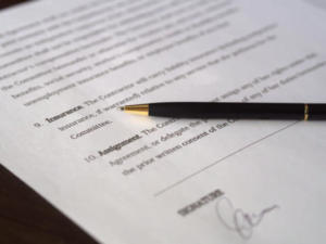 pen on top of document