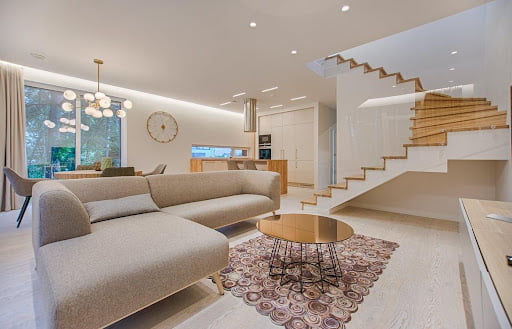 white modern style living room