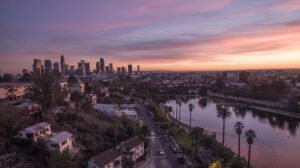colorful sunset over Los Angeles