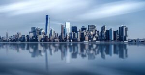 view of city over reflection in the water