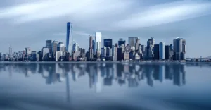 view of city over reflection in the water